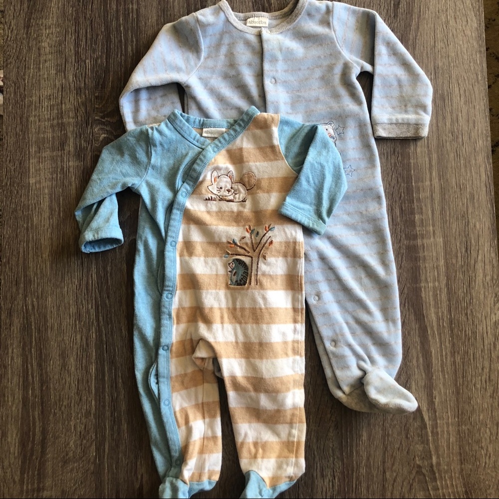 Absorba Footed Sleepers. Size 3-6 months
